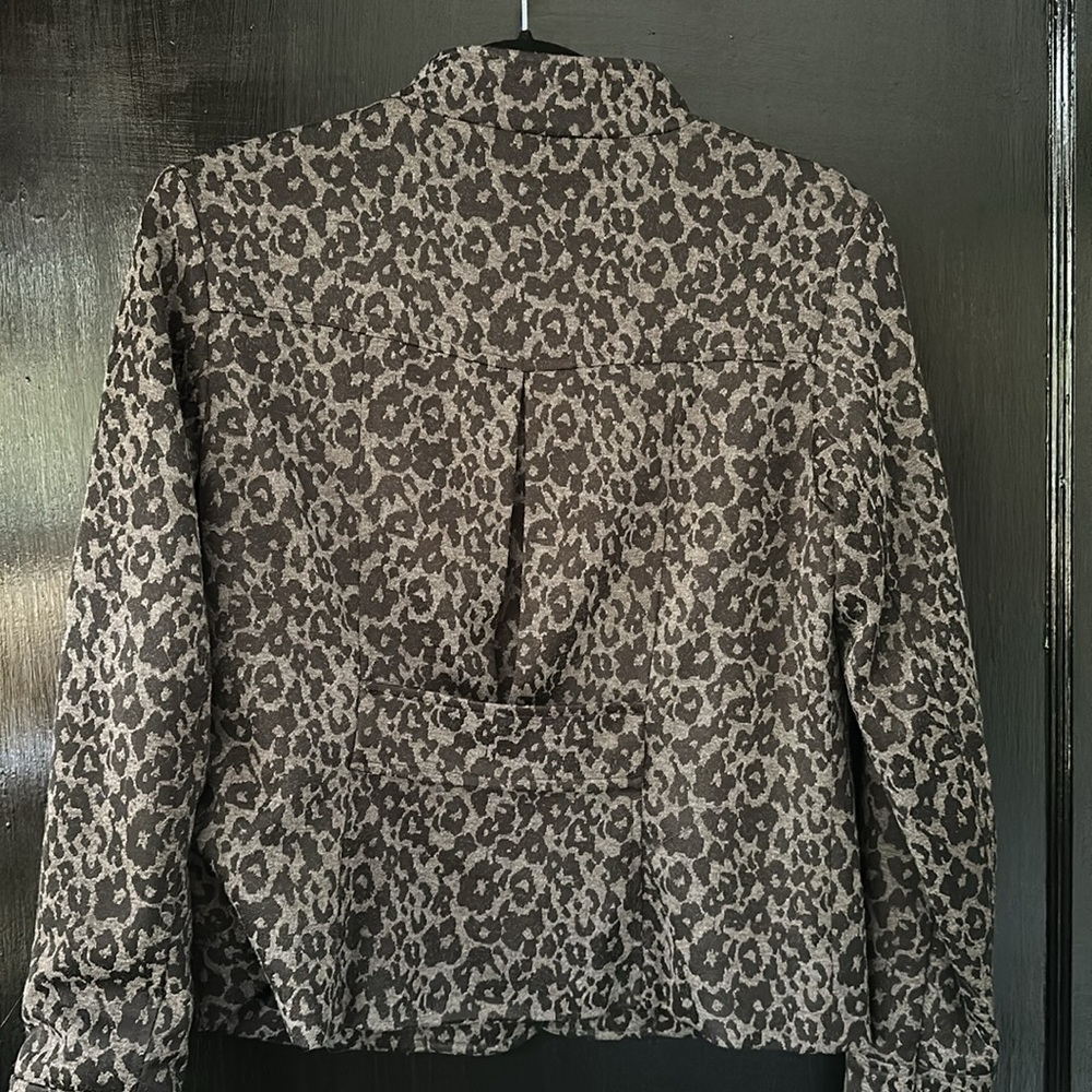 Gray cheetah leopard blazer jacket sz S - Picture 4 of 4